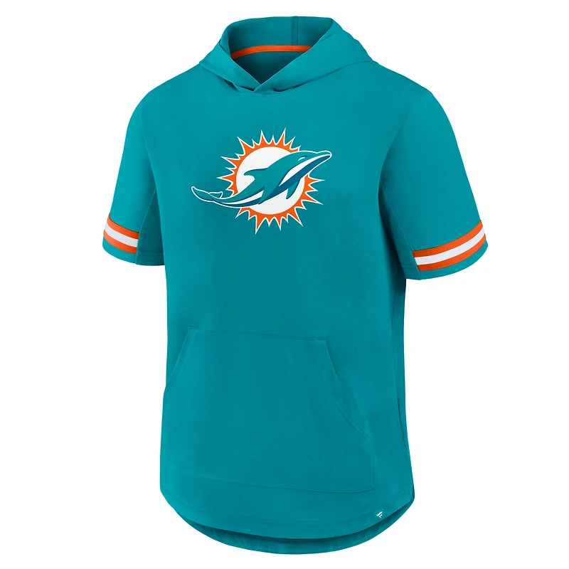 Men's Fanatics Aqua Miami Dolphins Optimal Play Short Sleeve Hooded T-Shirt
