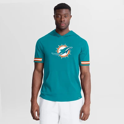 Men's Fanatics Aqua Miami Dolphins Optimal Play Short Sleeve Hooded T-Shirt