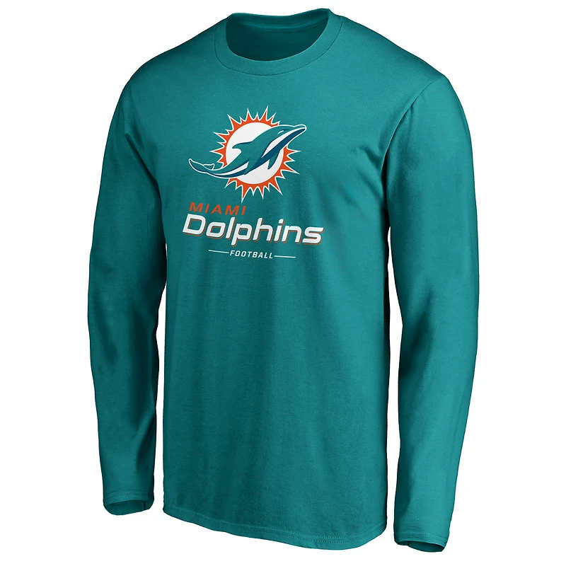 T-shirt à manches longues Fanatics Aqua Miami Dolphins Team Lockup pour hommes