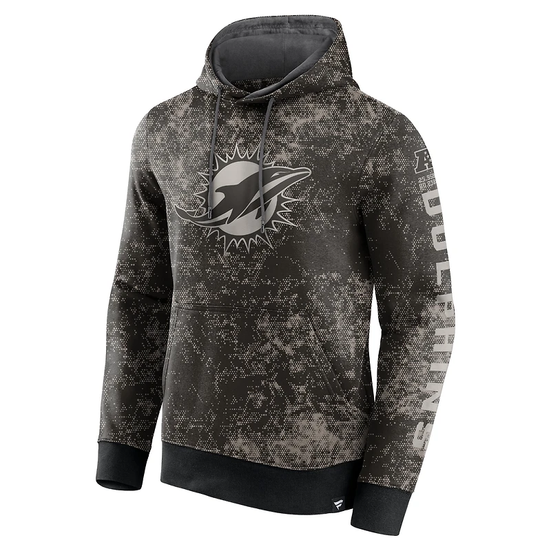 Men's Fanatics  Black/Gray Miami Dolphins Blackout Tonal Pullover Hoodie