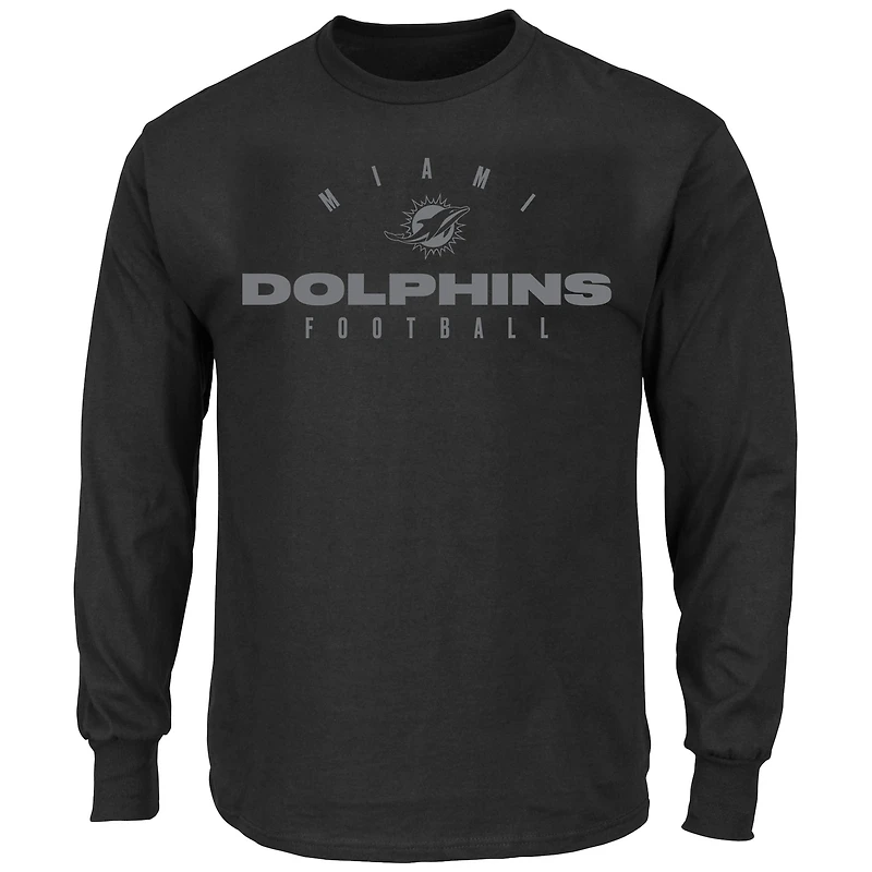 Men's Fanatics Black Miami Dolphins Big & Tall Coverage Scheme Long Sleeve T-Shirt