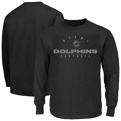 Men's Fanatics Black Miami Dolphins Big & Tall Coverage Scheme Long Sleeve T-Shirt