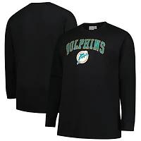 Men's Fanatics Black Miami Dolphins Big & Tall Throwback Thermal Long Sleeve T-Shirt