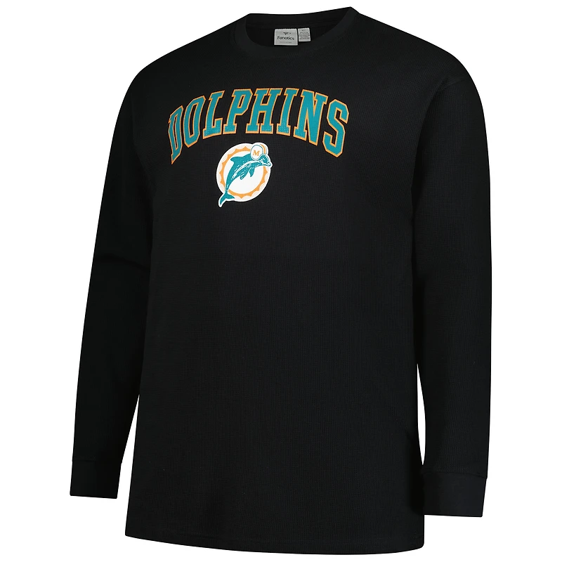 Men's Fanatics Black Miami Dolphins Big & Tall Throwback Thermal Long Sleeve T-Shirt