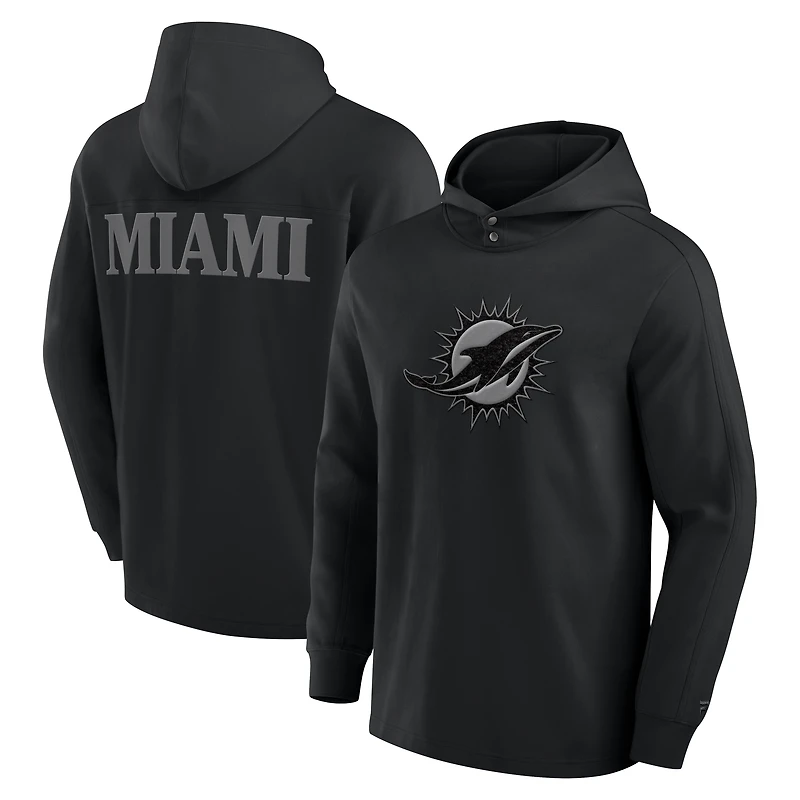 T-shirt à capuche manches longues Fanatics pour hommes, gris, Miami Dolphins Elements Blaze Tri-Blend