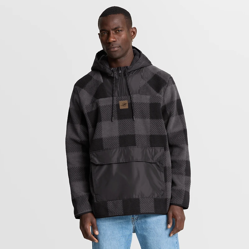 Sweat à capuche zippé quart de zip en polaire carreaux Elements Fanatics Black Miami Dolphins pour homme