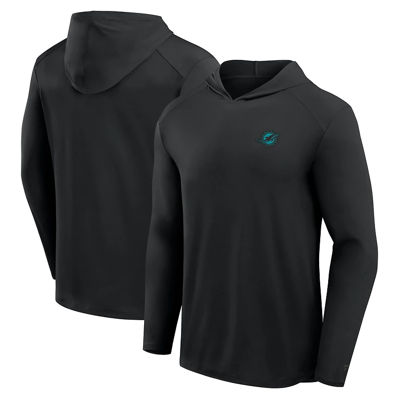 Men's Fanatics Black Miami Dolphins Front Office Power Mono Long Sleeve Hoodie T-Shirt