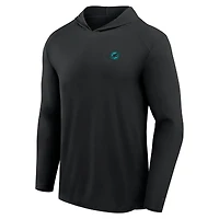 T-shirt à capuche manches longues Fanatics pour homme, noir, motif Front Office Power Mono des Dolphins de Miami