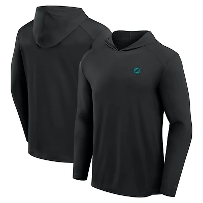 Men's Fanatics Black Miami Dolphins Front Office Power Mono Long Sleeve Hoodie T-Shirt