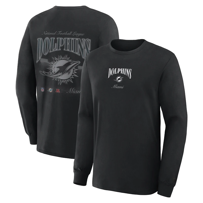 Men's Fanatics  Black Miami Dolphins Midnight Falls Long Sleeve T-Shirt