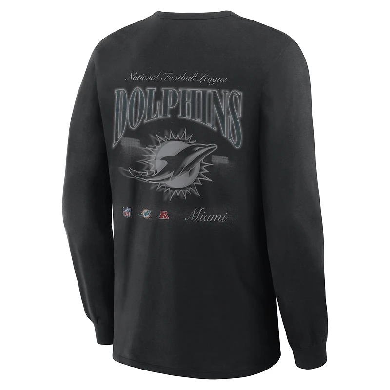 Men's Fanatics  Black Miami Dolphins Midnight Falls Long Sleeve T-Shirt