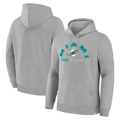 Sweat à capuche Fanatics pour homme, couleur charbon, motif héritage des Miami Dolphins, retard de jeu