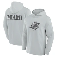 Men's Fanatics Gray Miami Dolphins Elements Blaze Tri-Blend Long Sleeve Hoodie T-Shirt