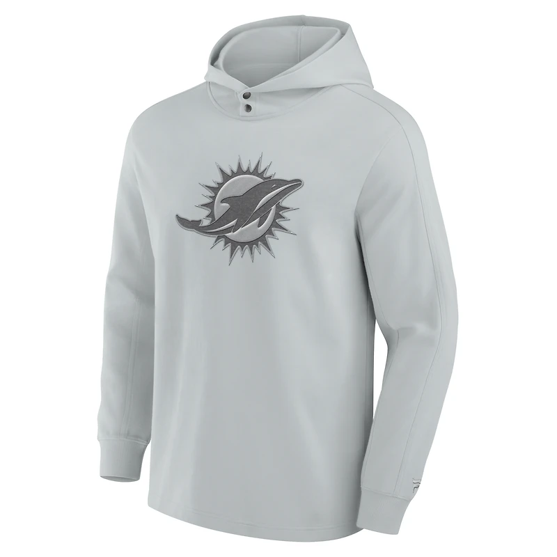 T-shirt à capuche manches longues Fanatics pour hommes, gris, Miami Dolphins Elements Blaze Tri-Blend