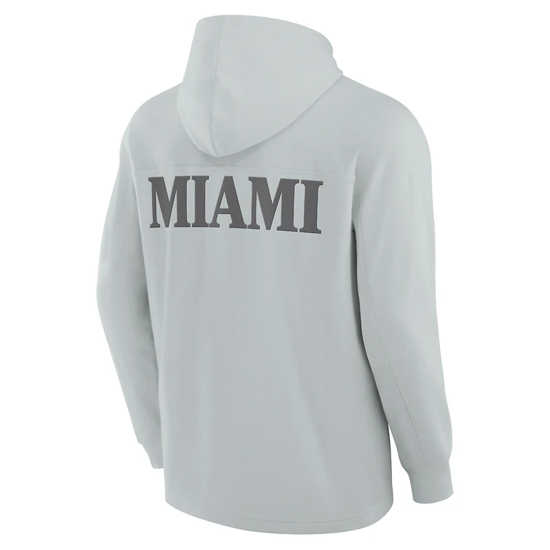 T-shirt à capuche manches longues Fanatics pour hommes, gris, Miami Dolphins Elements Blaze Tri-Blend