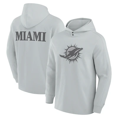 T-shirt à capuche manches longues Fanatics pour hommes, gris, Miami Dolphins Elements Blaze Tri-Blend