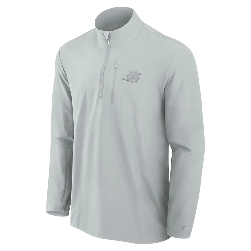 Pull à fermeture éclair quart de tour Fanatics gris Miami Dolphins Front Office Micro pour homme