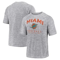 T-shirt gris à teinture spatiale raglan Fanatics pour hommes des Dolphins de Miami Shade Battle Ready