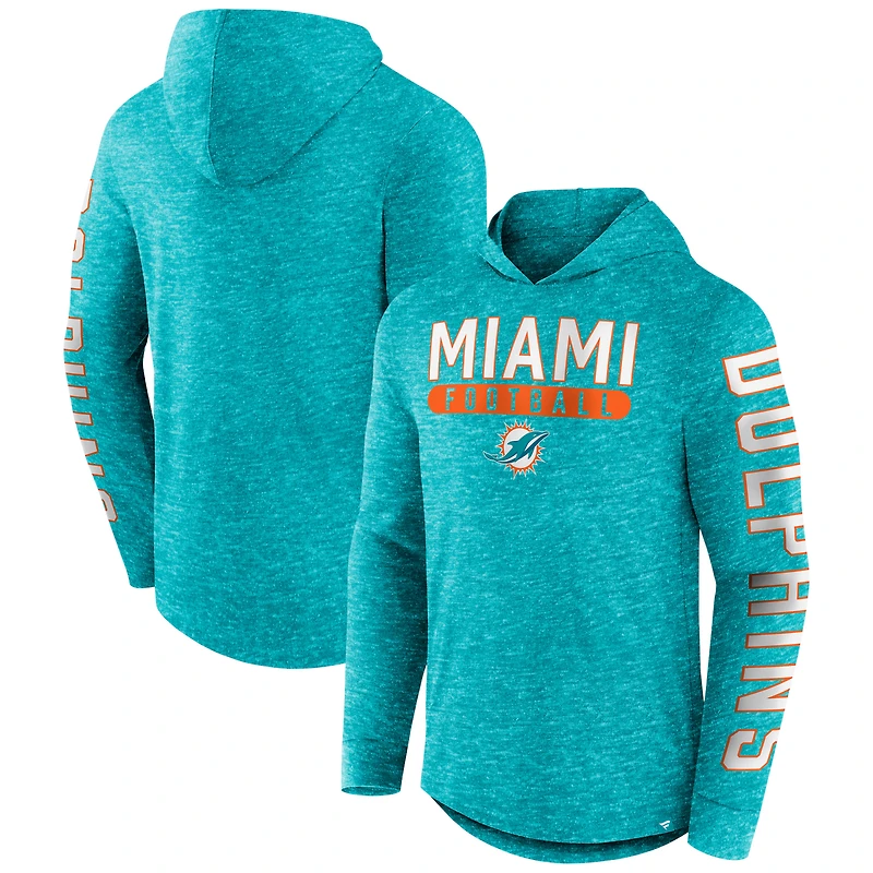 T-shirt à capuche manches longues Fanatics Heather Aqua Miami Dolphins Pill Stack pour hommes