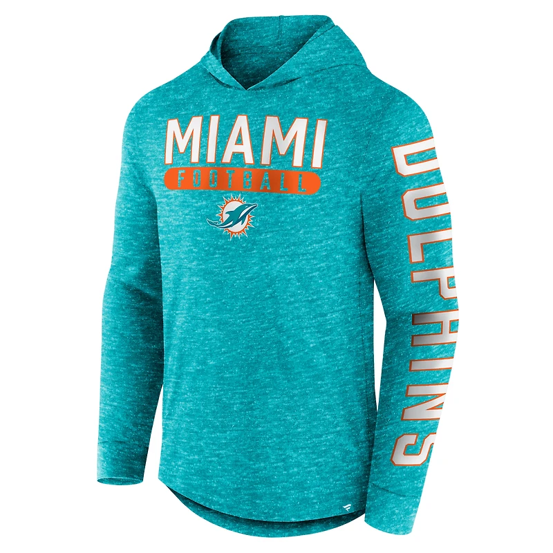 T-shirt à capuche manches longues Fanatics Heather Aqua Miami Dolphins Pill Stack pour hommes