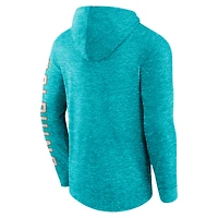 T-shirt à capuche manches longues Fanatics Heather Aqua Miami Dolphins Pill Stack pour hommes