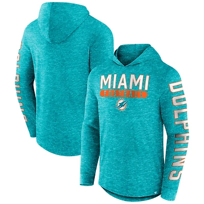 T-shirt à capuche manches longues Fanatics Heather Aqua Miami Dolphins Pill Stack pour hommes