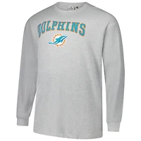 Men's Fanatics Heather Gray Miami Dolphins Big & Tall Thermal Long Sleeve T-Shirt