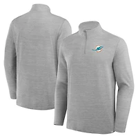 Men's Fanatics Heather Gray Miami Dolphins Clutch Quarter-Zip Pullover
