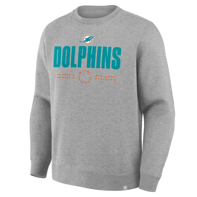Sweat-shirt Fanatics gris chiné pour homme, coupe directe des Dolphins de Miami, Legacy