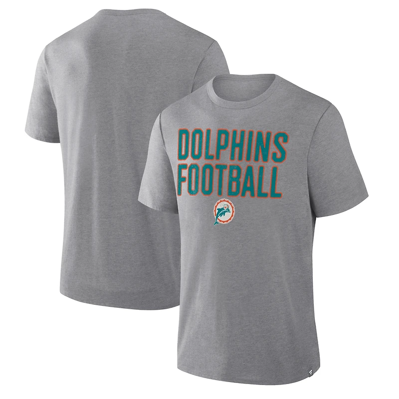 Men's Fanatics Heather Gray Miami Dolphins First Down Tribute Tri-Blend T-Shirt