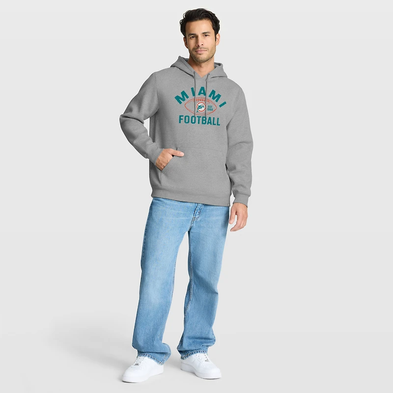 Sweat à capuche Fumblerooski Legacy gris chiné pour homme des Dolphins de Miami