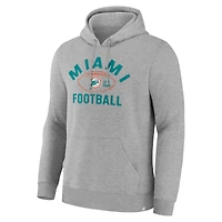 Men's Fanatics Heather Gray Miami Dolphins Fumblerooski Legacy Pullover Hoodie