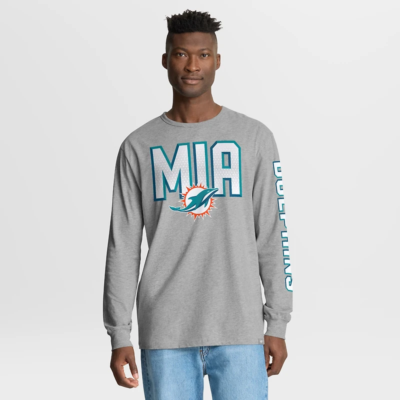 Men's Fanatics Heather Gray Miami Dolphins Hometown Sweep Legacy Long Sleeve T-Shirt