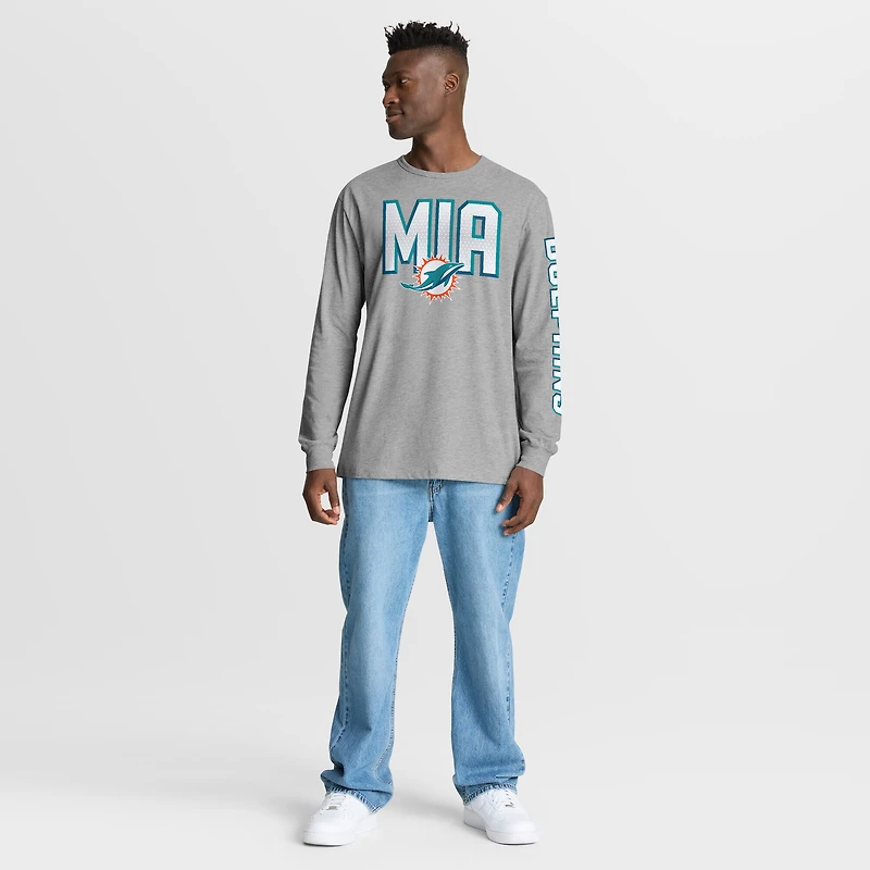 T-shirt à manches longues Fanatics Heather Grey pour homme