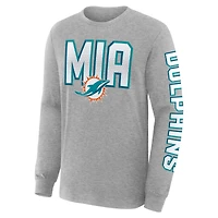 Men's Fanatics Heather Gray Miami Dolphins Hometown Sweep Legacy Long Sleeve T-Shirt