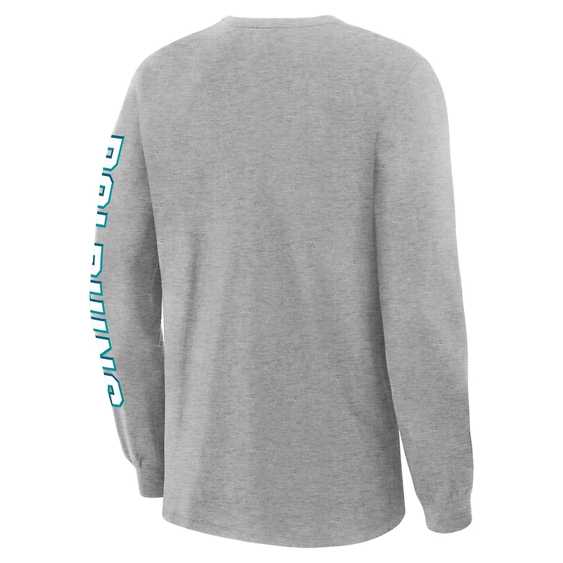 Men's Fanatics Heather Gray Miami Dolphins Hometown Sweep Legacy Long Sleeve T-Shirt