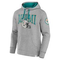 Men's Fanatics  Heather Gray Miami Dolphins Label Maker Pullover Hoodie