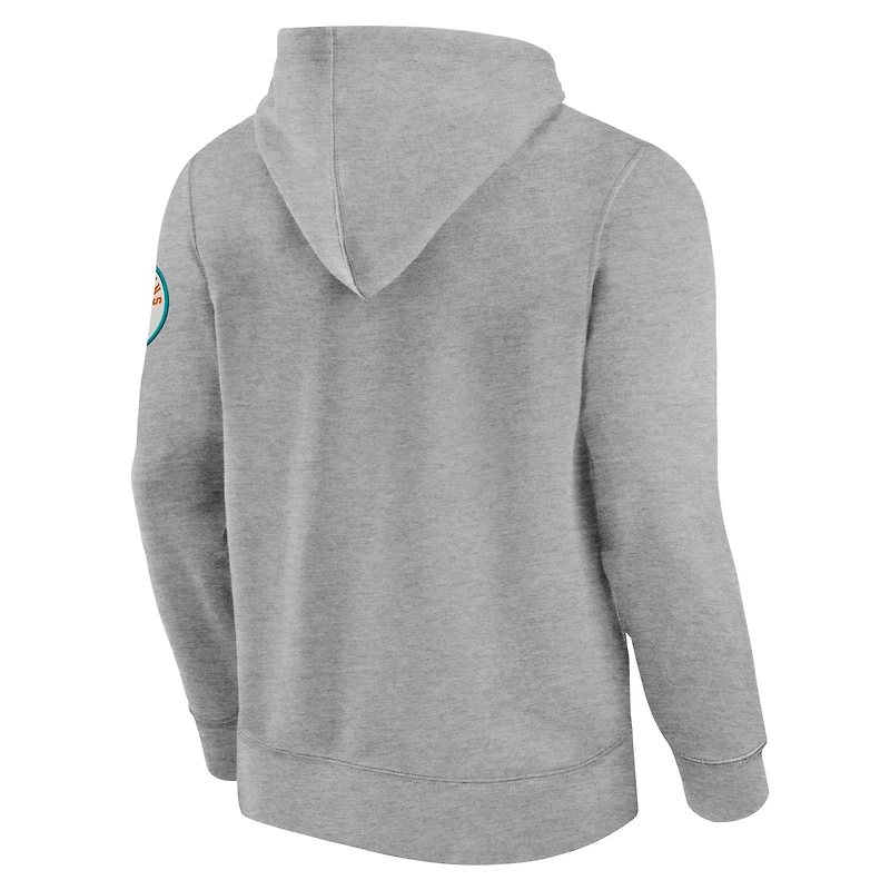Men's Fanatics  Heather Gray Miami Dolphins Label Maker Pullover Hoodie