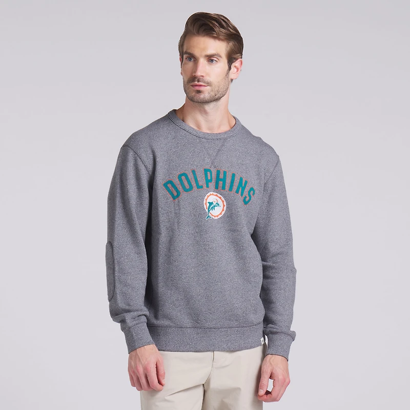 Men's Fanatics  Heather Gray Miami Dolphins Loop Terry Pullover Sweatshirt