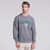 Men's Fanatics  Heather Gray Miami Dolphins Loop Terry Pullover Sweatshirt