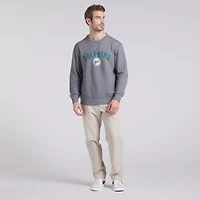 Men's Fanatics  Heather Gray Miami Dolphins Loop Terry Pullover Sweatshirt