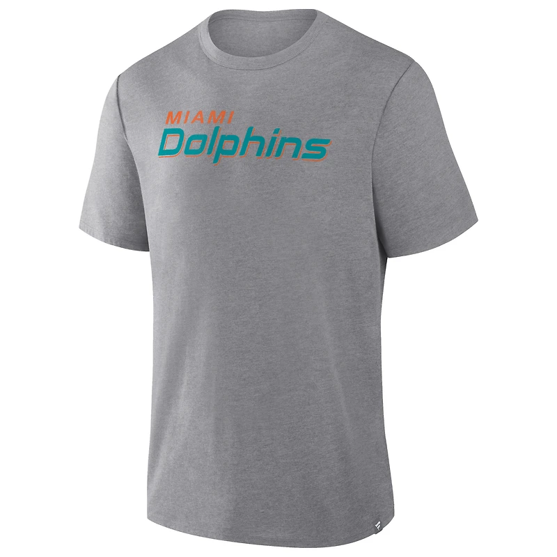 Men's Fanatics Heather Gray Miami Dolphins Pass Rush Tri-Blend T-Shirt