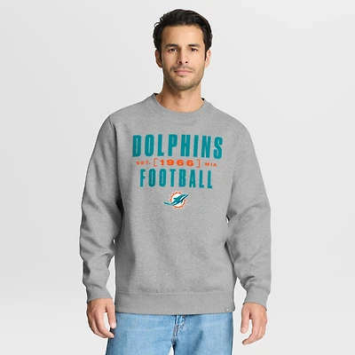 Sweat-shirt Fanatics Heather Grey pour homme, motif Powerful Throw Legacy des Dolphins de Miami