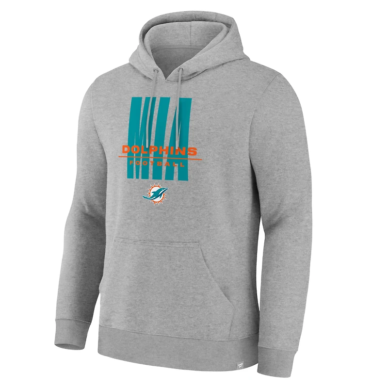Men's Fanatics Heather Gray Miami Dolphins Right Tackle Legacy Pullover Hoodie