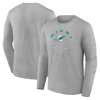 Men's Fanatics Heather Gray Miami Dolphins Stat Sheet Long Sleeve T-Shirt