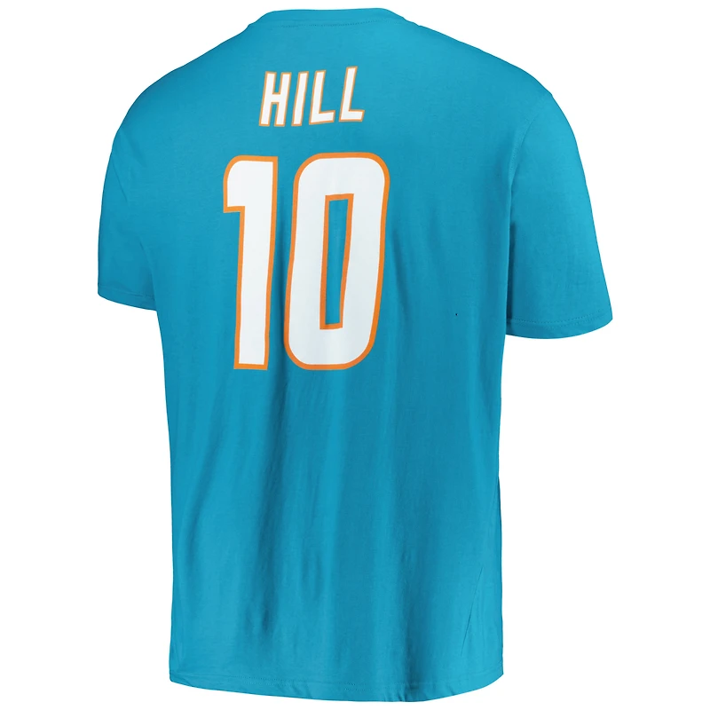 T-shirt avec nom et numéro de joueur Fanatics Tyreek Hill Aqua Miami Dolphins pour hommes
