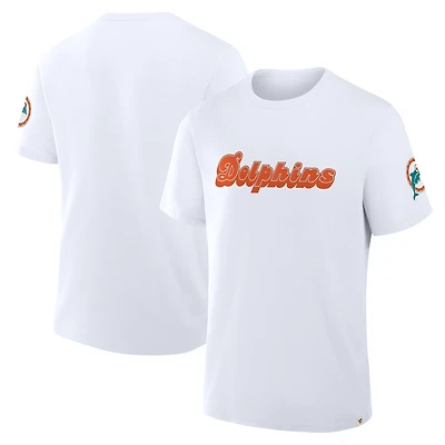 T-shirt classique Fanatics blanc pour homme, motif Miami Dolphins, Legacy