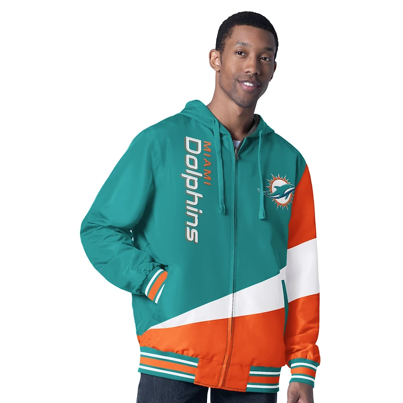 Veste à capuche réversible entièrement zippée G-III Sports by Carl Banks pour homme, couleur aqua/anthracite, des Miami Dolphins, Dual Threat