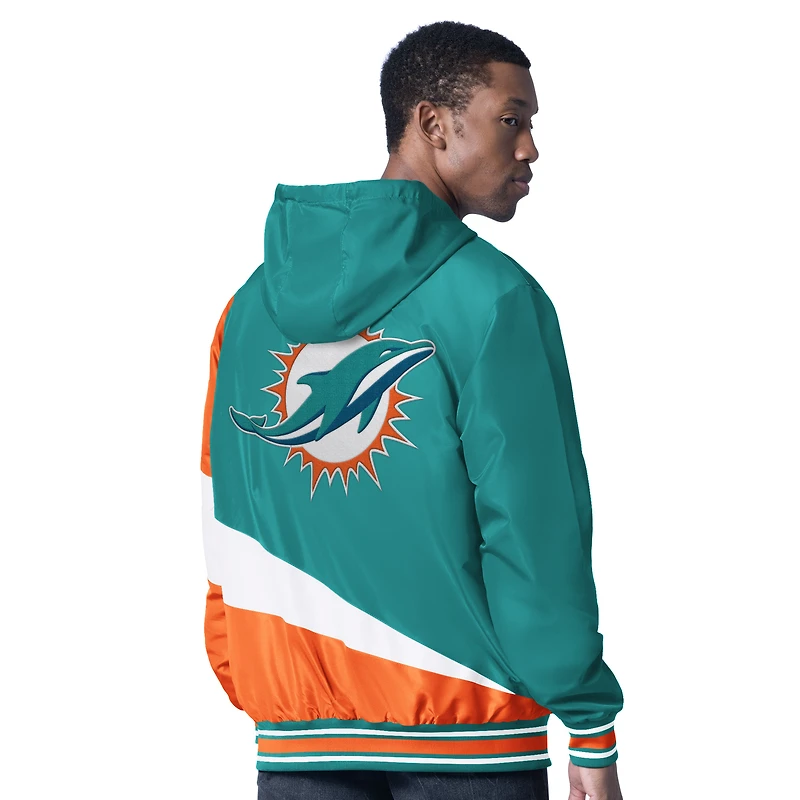 Men's G-III Sports by Carl Banks Aqua/Charcoal Miami Dolphins Dual Threat Reversable Full-Zip Hooded Jacket
