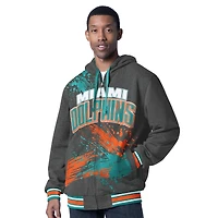 Veste à capuche réversible entièrement zippée G-III Sports by Carl Banks pour homme, couleur aqua/anthracite, des Miami Dolphins, Dual Threat